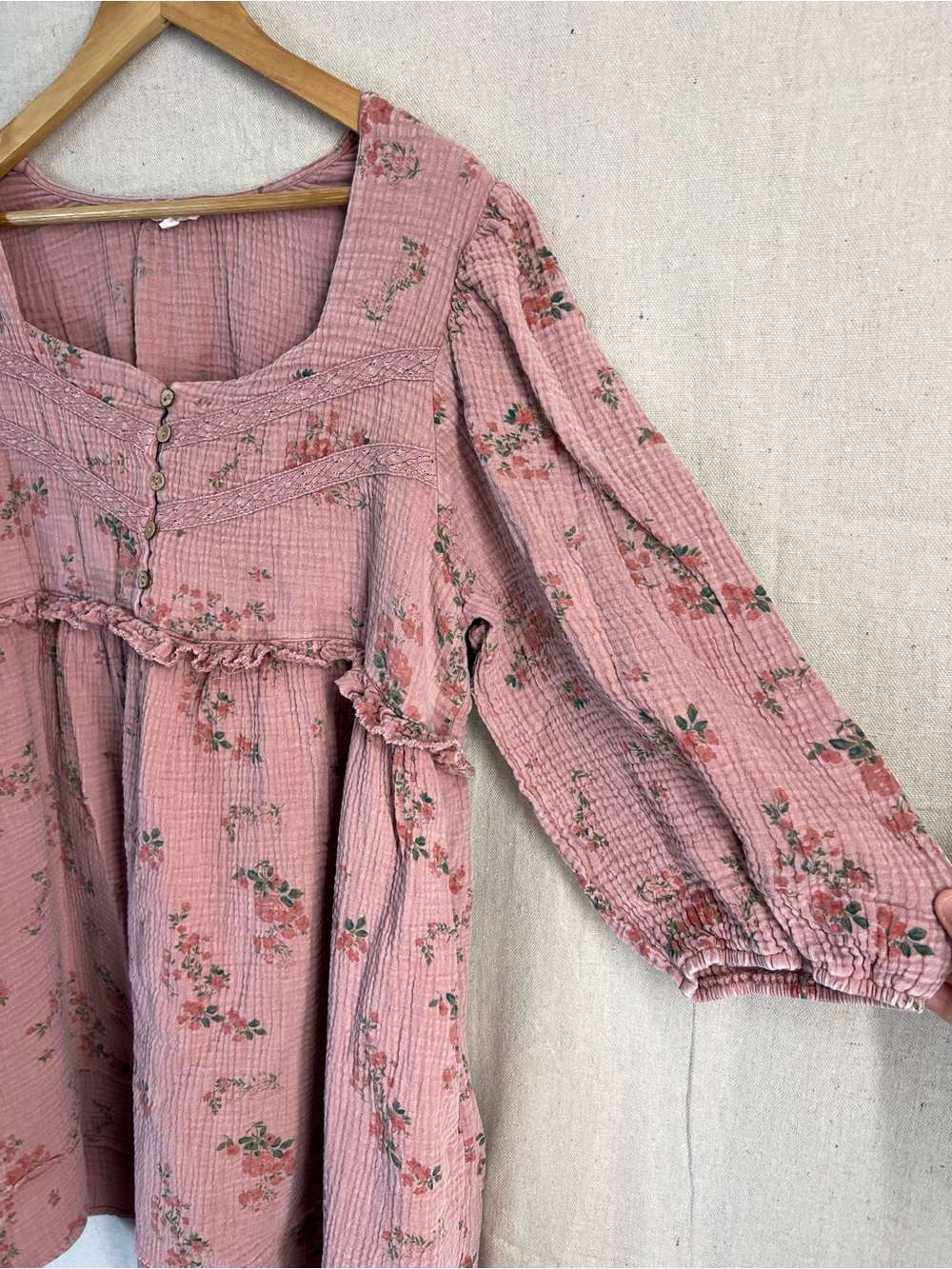 easel Mauve Pink Floral Babydoll Mini Dress - Picture 2 of 6